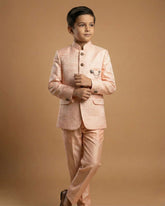 Kid's Jodhpuri Suit Peach – Jacquard Plain Straight Suit & Pant