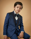 Kid's Suit Royal Blue – Japanese Shoulder Work Tuxedo Blazer, Waistcoat, Shirt, Bow Tie & Pant