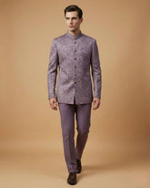 Dusty Lavender Imported Jacquard Jodhpuri Suit