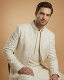 Cream Front Open Embroidery Indo Western