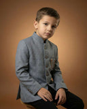 Kid's Jodhpuri Suit Grey – Imported T.R Plain Straight Suit & Pant