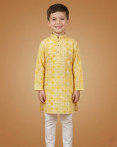 Kid's Kurta Yellow – Sequence Plain Straight Kurta & Pajama