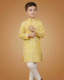 Kid's Kurta Yellow – Sequence Plain Straight Kurta & Pajama