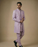 Lavender Self Print Jaquard Indo Western