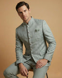 Pista Jacquard Plain Wedding Jodhpuri Suit