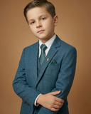 Kid's Suit Rama Green – T.R Plain Formal Blazer, Waistcoat, Shirt, Tie & Pant