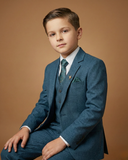 Kid's Suit Rama Green – T.R Plain Formal Blazer, Waistcoat, Shirt, Tie & Pant