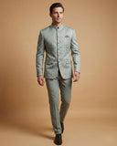 Pista Jacquard Plain Wedding Jodhpuri Suit