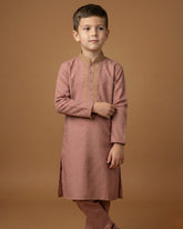 Kid's Kurta Yellow – Sequence Collar Patti Sleeves Straight Kurta & Pajama