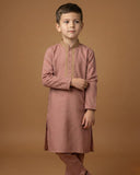 Kid's Kurta Yellow – Sequence Collar Patti Sleeves Straight Kurta & Pajama