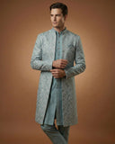 Sea Green Collar Style Indo Western