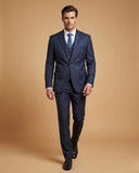 Men's Suit Navy Blue – T.R Plain Formal Classic Blazer, Waistcoat, Shirt, Tie & Pant