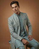 Sea Green Collar Style Indo Western