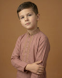 Kid's Kurta Yellow – Sequence Collar Patti Sleeves Straight Kurta & Pajama