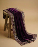Wine Velvet Dupatta with Zari Border