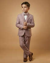 Kid's Suit Dusty Onion – Machine Embroidery Self Print Tuxedo Blazer, Waistcoat, Shirt, Bow Tie & Pant