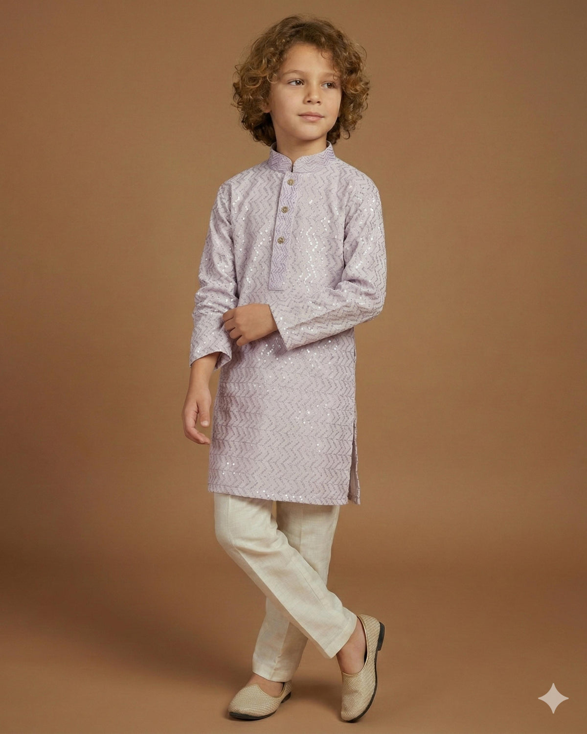 Kid's Kurta Onion – Jacquard Mala Patti Straight Kurta & Pajama