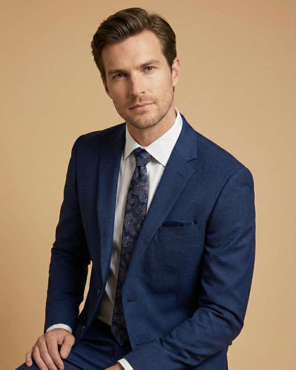 Men's Suit Navy Blue – T.R Plain Formal Blazer, Waistcoat, Shirt, Tie & Pant