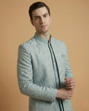 Sea Green Jaquard Embroidery Indo Western
