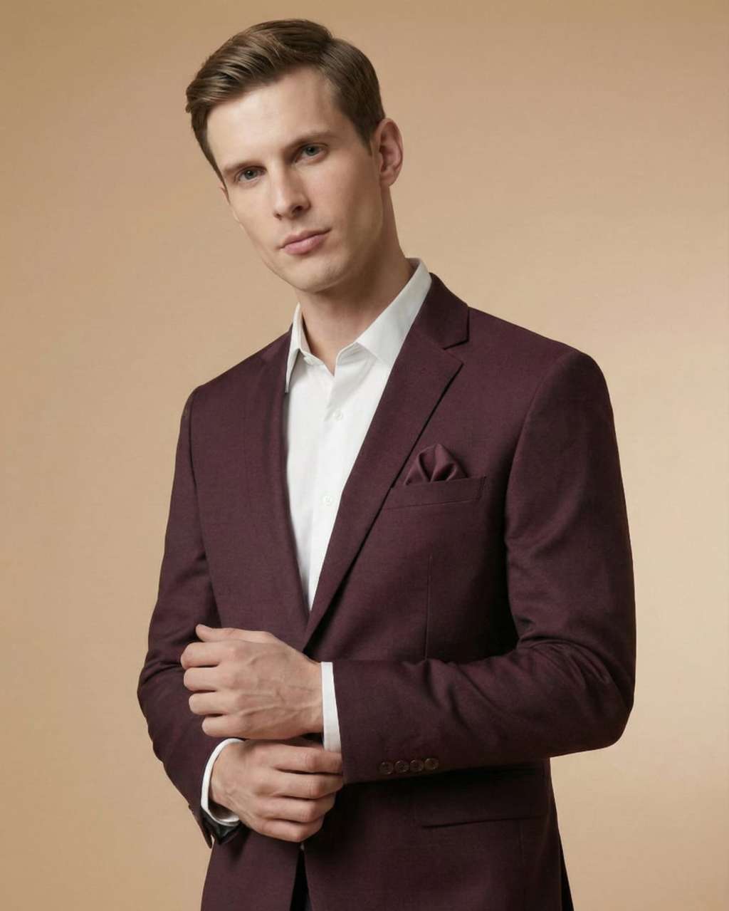Wine Imported T.R Plain Wedding Blazer