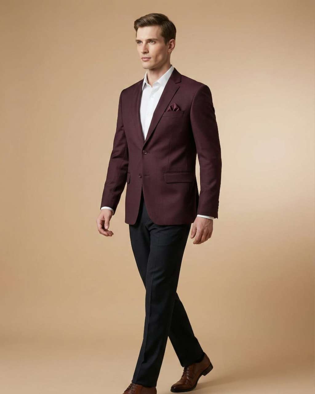 Wine Imported T.R Plain Wedding Blazer