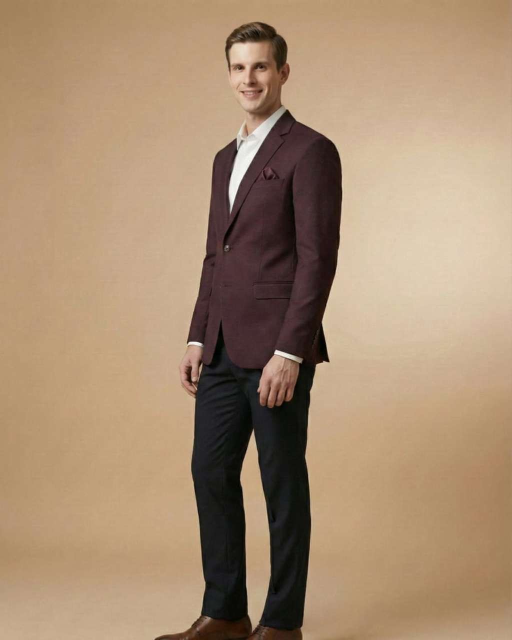 Wine Imported T.R Plain Wedding Blazer