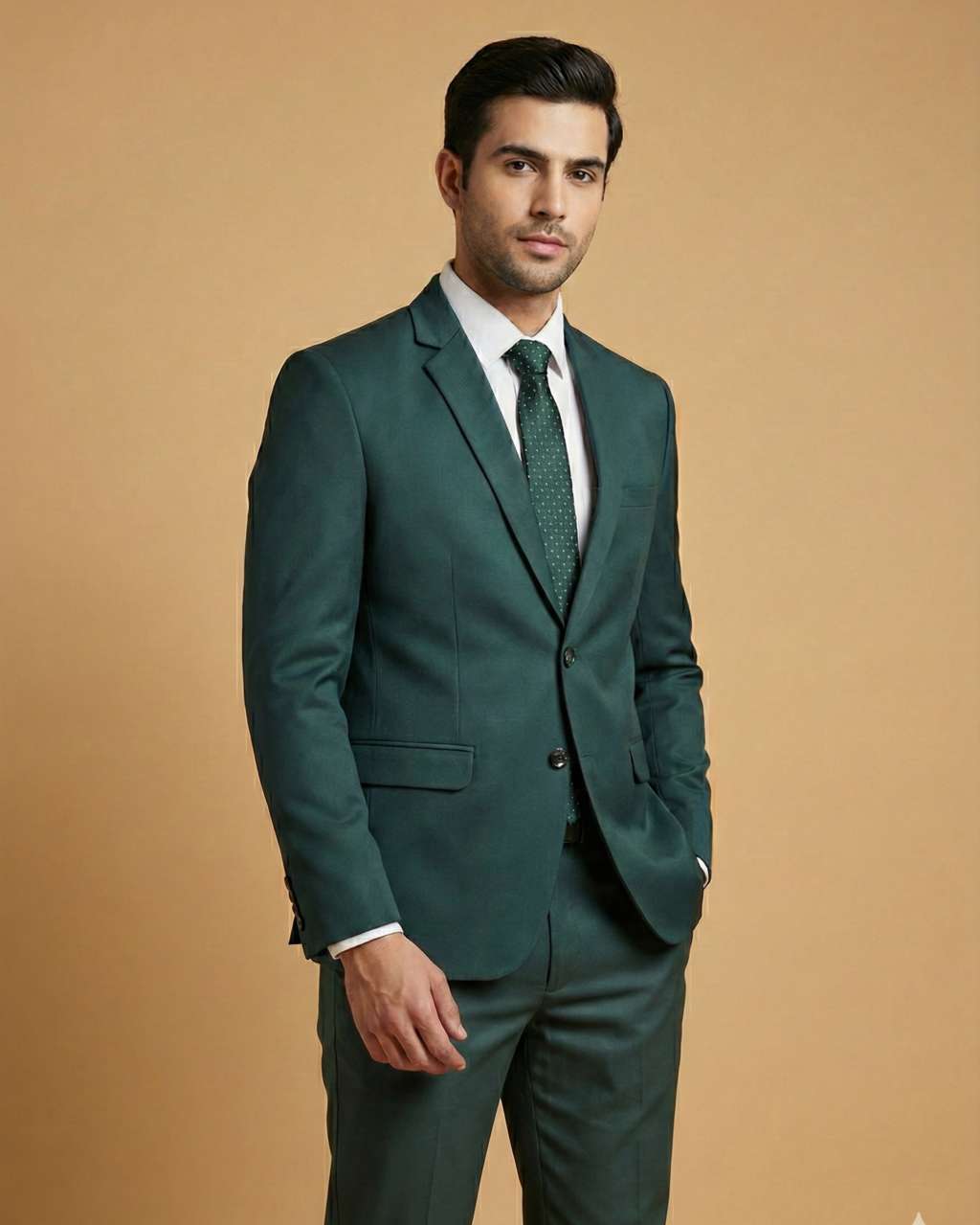 Men's Suit Bottle Green – T.R Plain Formal Blazer, Waistcoat, Shirt, Tie & Pant