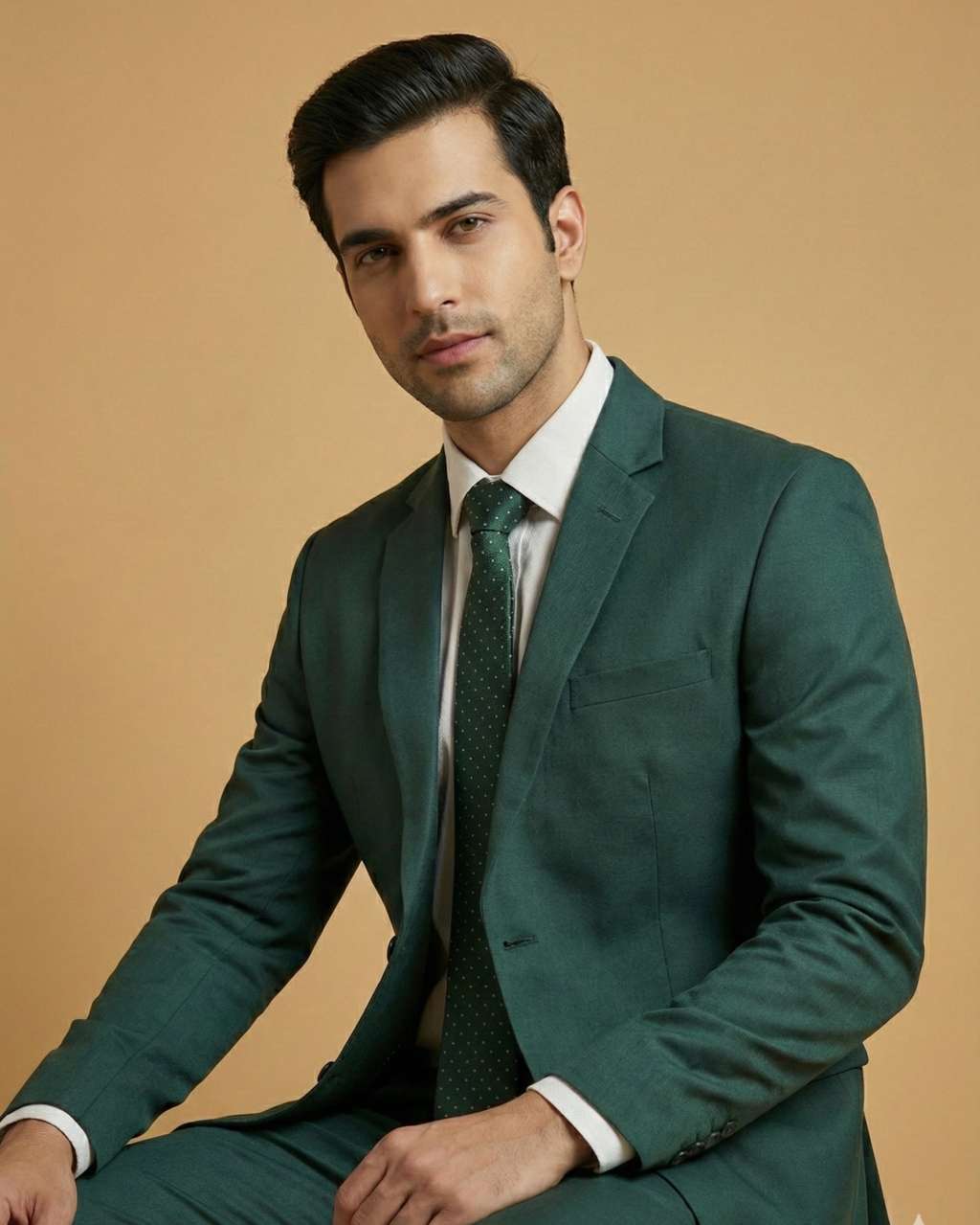 Men's Suit Bottle Green – T.R Plain Formal Blazer, Waistcoat, Shirt, Tie & Pant