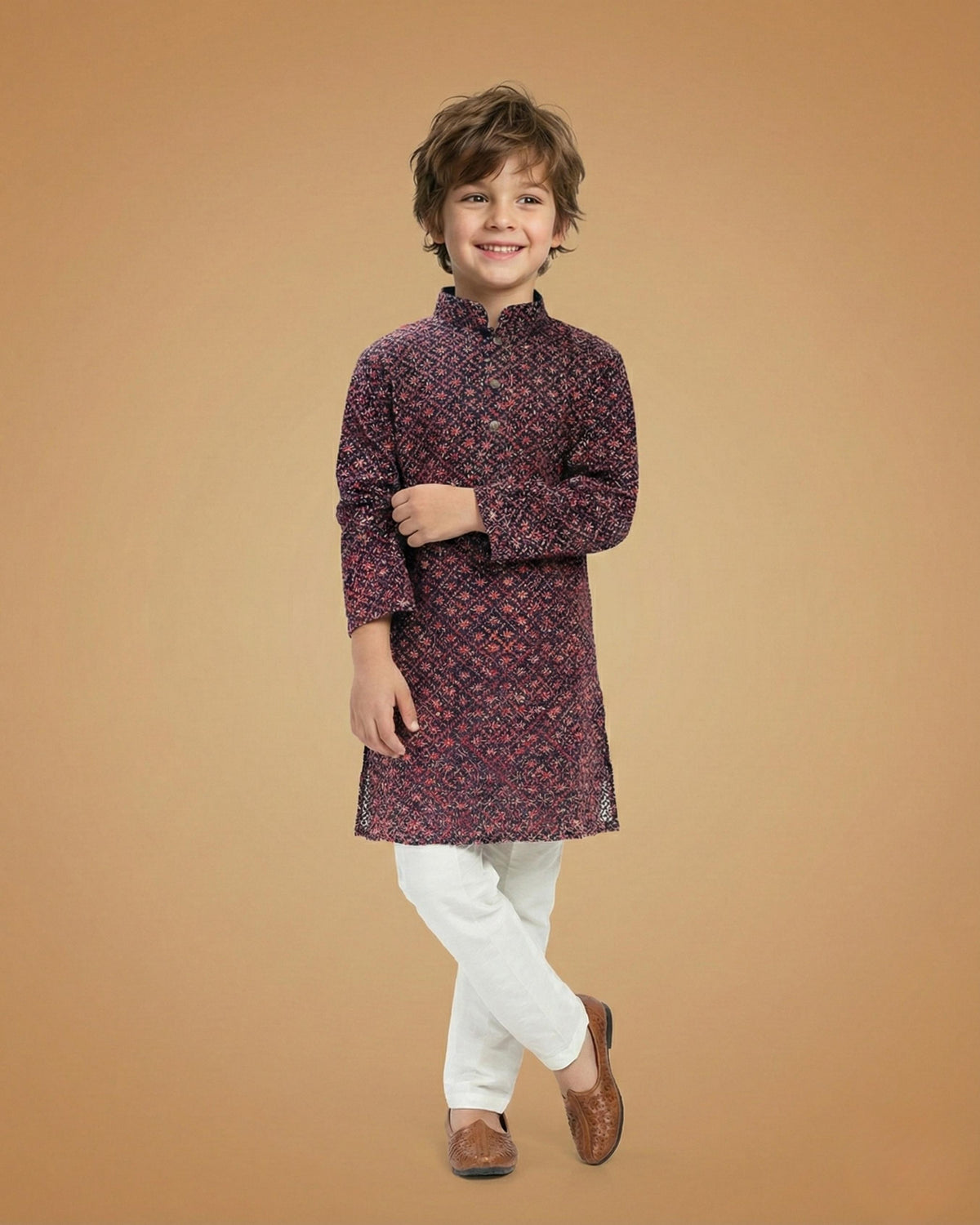 Kid's Kurta Maroon – Sequence Plain Straight Kurta & Pajama