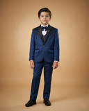 Kid's Suit Royal Blue – Japanese Shoulder Work Tuxedo Blazer, Waistcoat, Shirt, Bow Tie & Pant