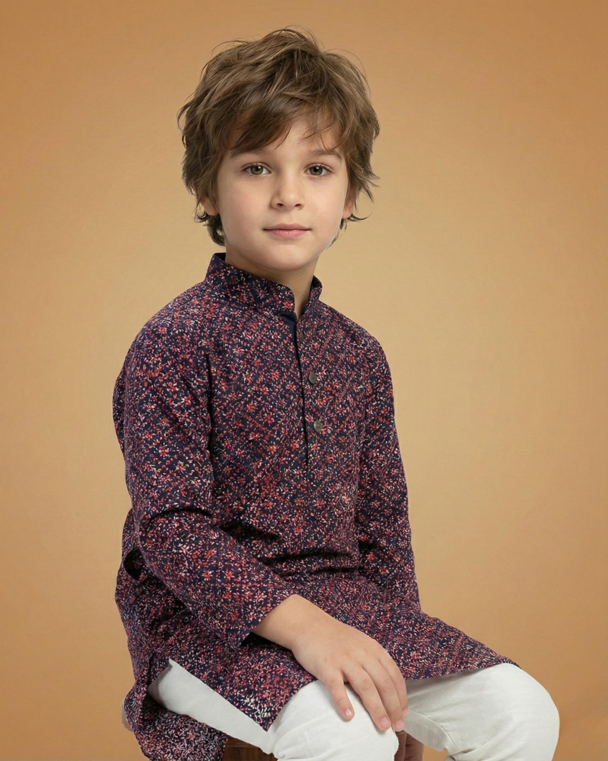 Kid's Kurta Maroon – Sequence Plain Straight Kurta & Pajama