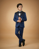 Kid's Suit Royal Blue – Japanese Shoulder Work Tuxedo Blazer, Waistcoat, Shirt, Bow Tie & Pant