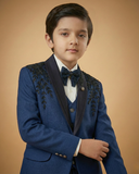 Kid's Suit Royal Blue – Japanese Shoulder Work Tuxedo Blazer, Waistcoat, Shirt, Bow Tie & Pant