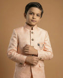 Kid's Jodhpuri Suit Peach – Jacquard Plain Straight Suit & Pant