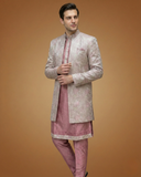 Semi Indo Lavender – Jacquard Plain Front Open Indo, Kurta & Pant