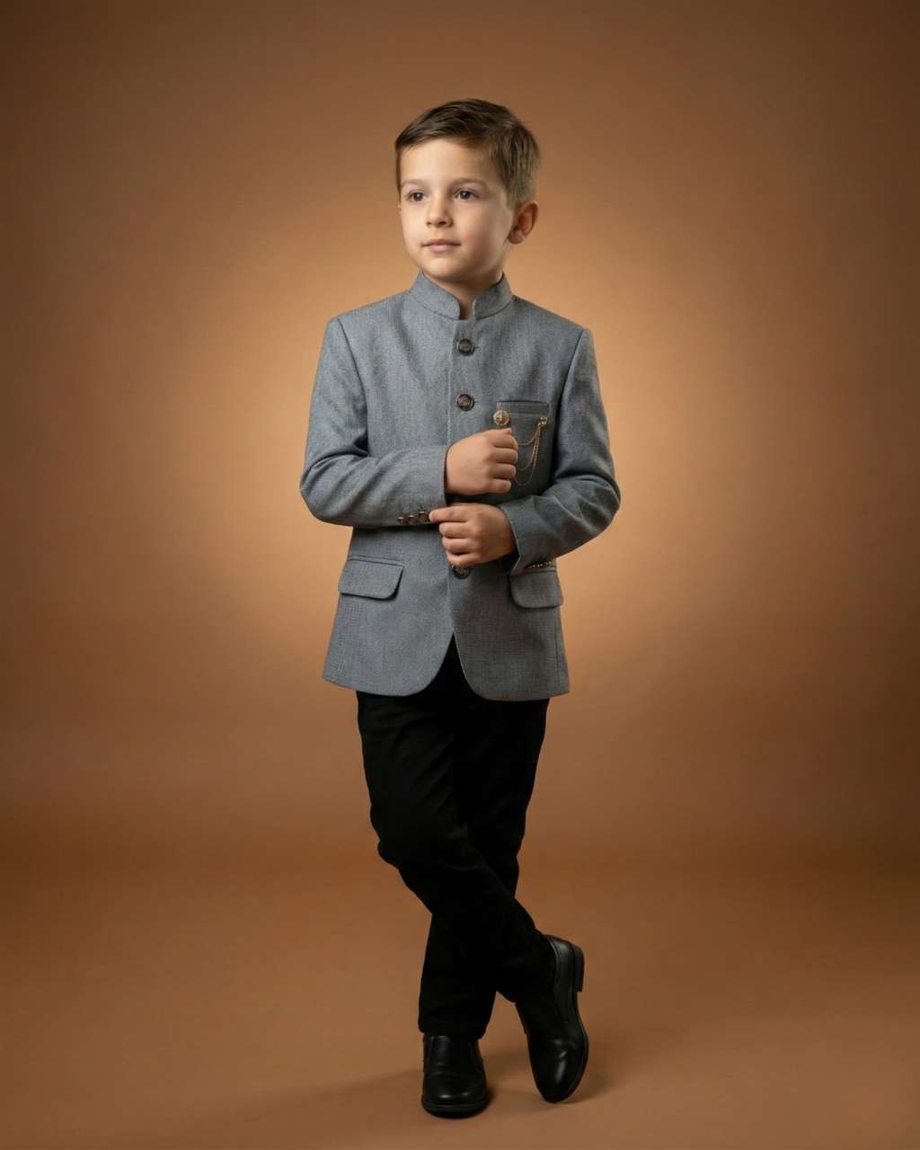 Kid's Jodhpuri Suit Grey – Imported T.R Plain Straight Suit & Pant