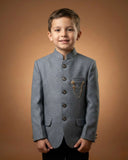 Kid's Jodhpuri Suit Grey – Imported T.R Plain Straight Suit & Pant