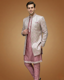 Semi Indo Lavender – Jacquard Plain Front Open Indo, Kurta & Pant