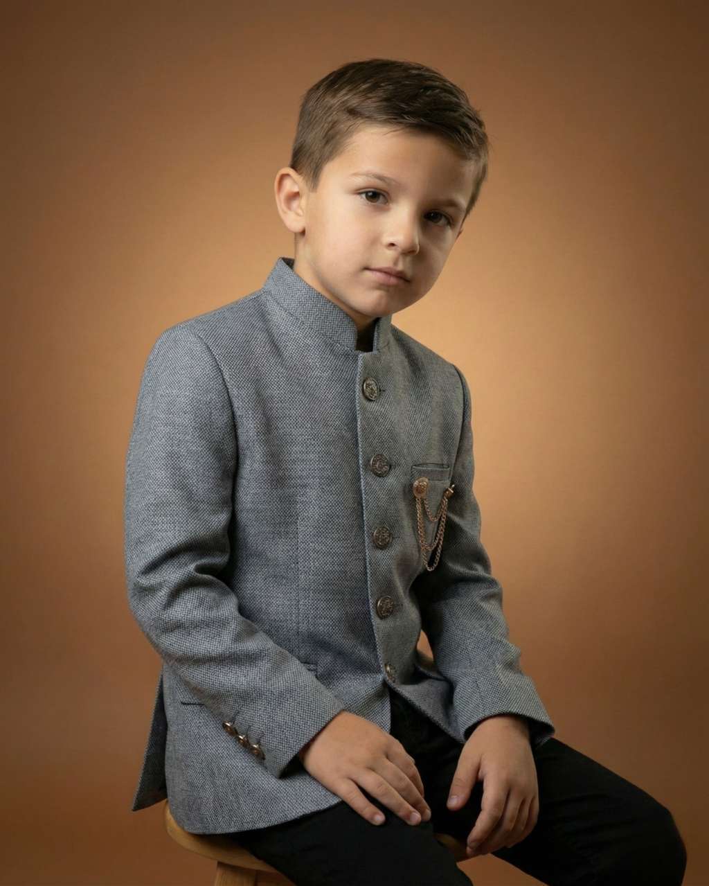 Kid's Jodhpuri Suit Grey – Imported T.R Plain Straight Suit & Pant