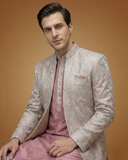 Semi Indo Lavender – Jacquard Plain Front Open Indo, Kurta & Pant