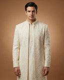 Cream Front Open Embroidery Indo Western