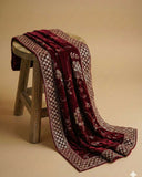 Maroon Velvet Dupatta with Heavy Zari Border & Embroidery