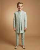 Kid's Indo Western Pista – Machine Embroidery Front Open Indo Jacket & Pant