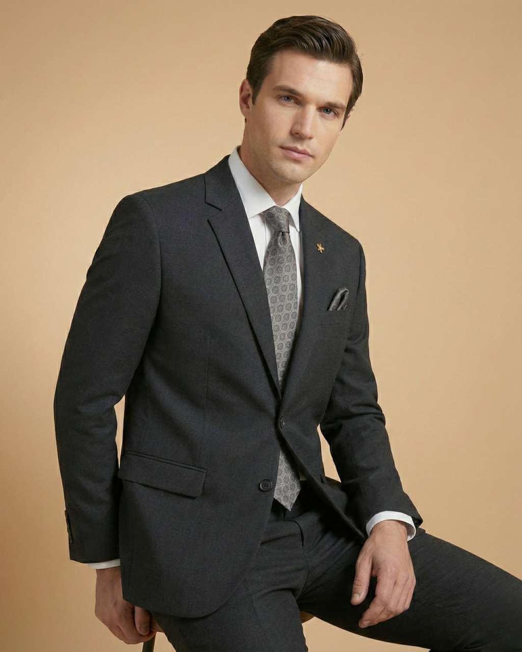 Men's Suit Grey – T.R Plain Formal Blazer, Waistcoat, Shirt, Tie & Pant