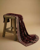 Maroon Velvet Dupatta with Heavy Zari Border & Embroidery
