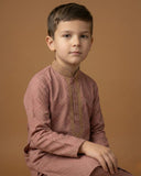 Kid's Kurta Yellow – Sequence Collar Patti Sleeves Straight Kurta & Pajama