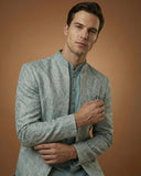Sea Green Collar Style Indo Western