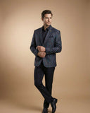 Royal Blue Printed Jacquard Wedding Blazer