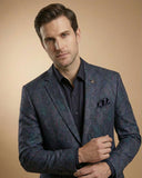 Royal Blue Printed Jacquard Wedding Blazer