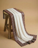 Cream Jaquard Dupatta with Zari Border